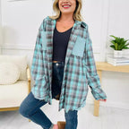 Casual Fashion Waffle Stitching Plaid Hooded Shirt