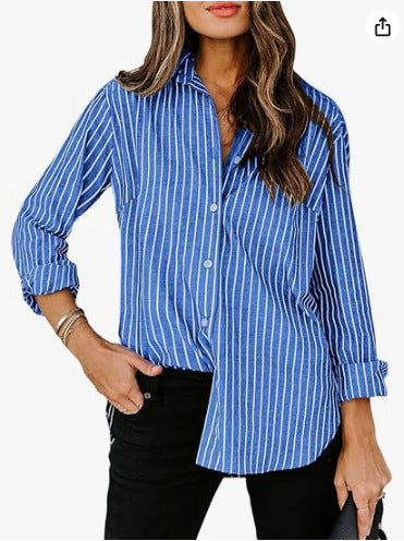 European And American Trendy Shirt Striped Pattern Printed 3D Shirt