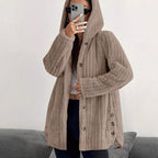 Women's Solid Color Long Sleeve Hooded Loose Plush Coat