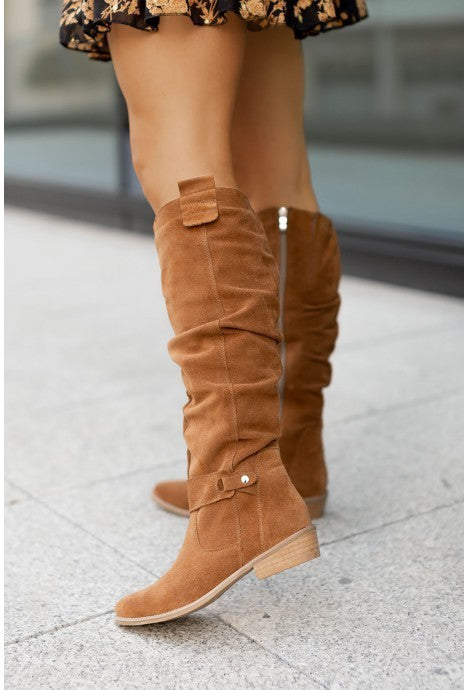 Low Heel Side Zipper High Top Women Boots