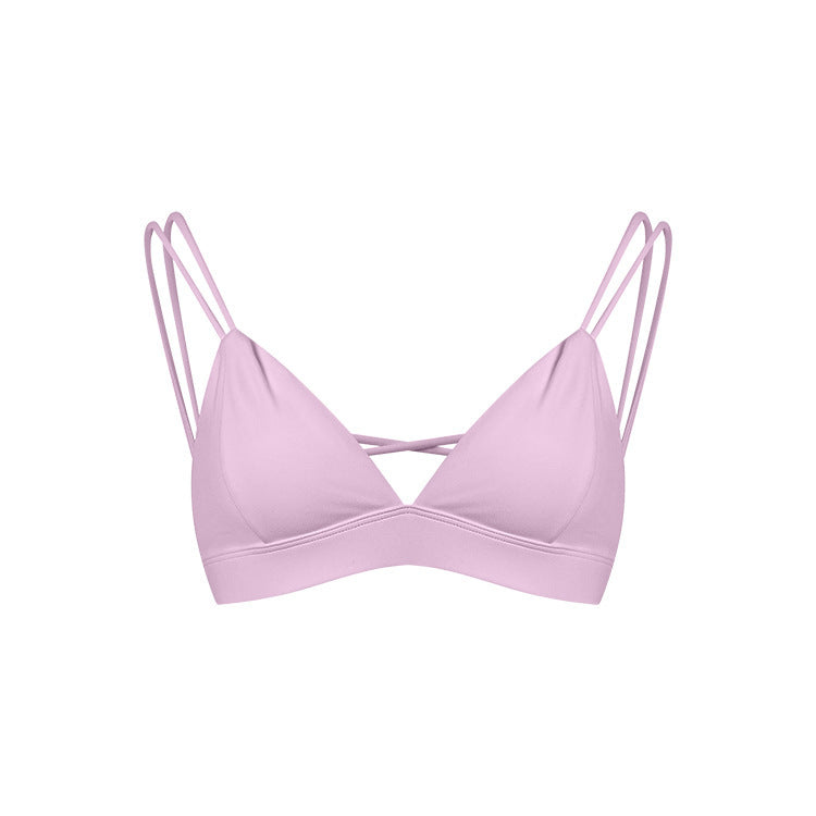 Women's Spaghetti Strap Bra Deep V Versatile Cross Sports Bra