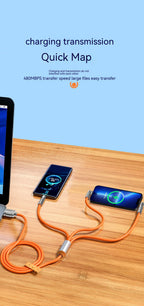 120W One-to-three Elbow Fast Charging Zinc Alloy Charging Cable 180 Degree Rotation